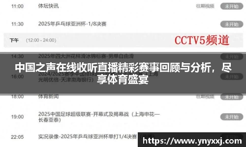 中国之声在线收听直播精彩赛事回顾与分析，尽享体育盛宴
